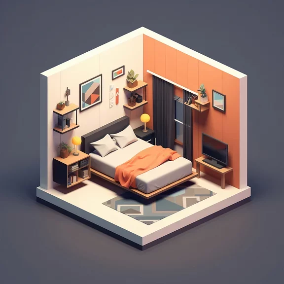 a simulated bedroom environment