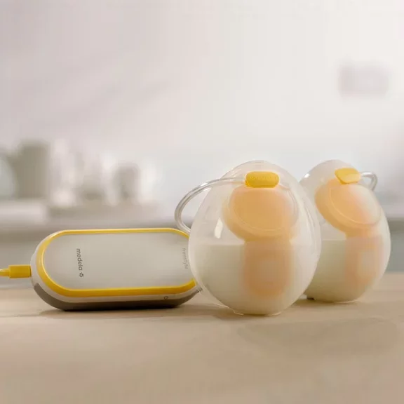 Freestyle Hands-free breast pump on the table