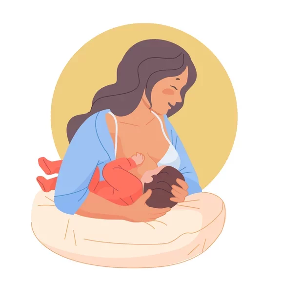 Breastfeeding on clutch pose