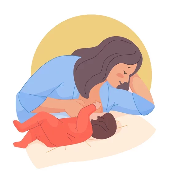 Breastfeeding on side lying pose